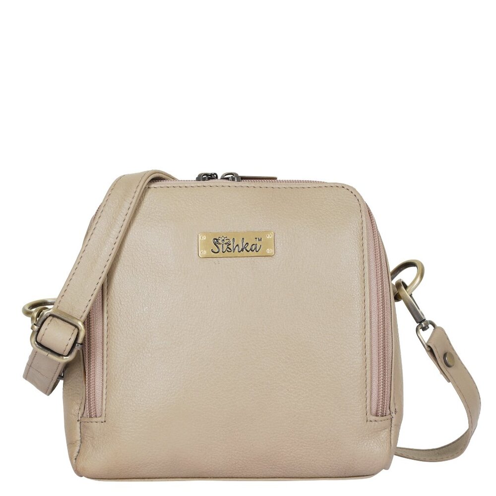 Ladies Taupe Crossbody Sling Bag – Leather Over the Shoulder Purse for Handbag
